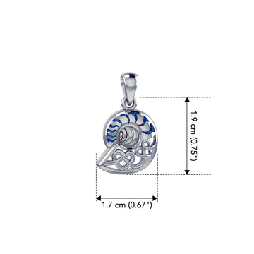 Celtic Nautilus And Double Heart Sterling Silver Pendant TPD6082